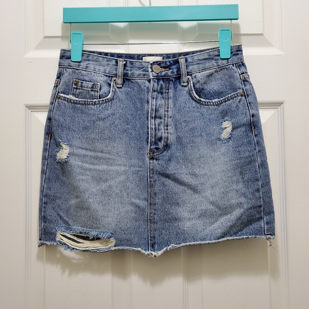 Amuse Society Blue Denim Skirt Sz S